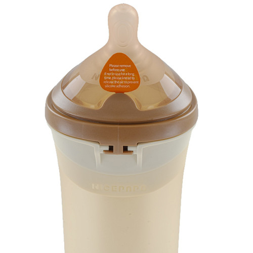 NICE PAPA Бутылочка антиколики/широкое горло 240 мл/ соска 0-3 мес Silicone Brown/корич