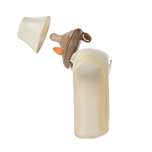 NICE PAPA Бутылочка антиколики/широкое горло 240 мл/ соска 0-3 мес Silicone Brown/корич