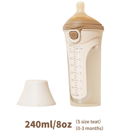 NICE PAPA Бутылочка антиколики/широкое горло 240 мл/ соска 0-3 мес Silicone Brown/корич