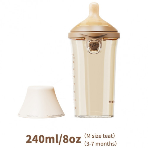 NICE PAPA Бутылочка антиколики/широкое горло 240 мл/ соска 3-7 мес PPSU Brown/коричневый