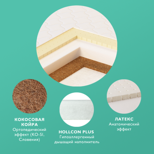 Детский матрас кокос Plitex EcoDream 120х60х9 см